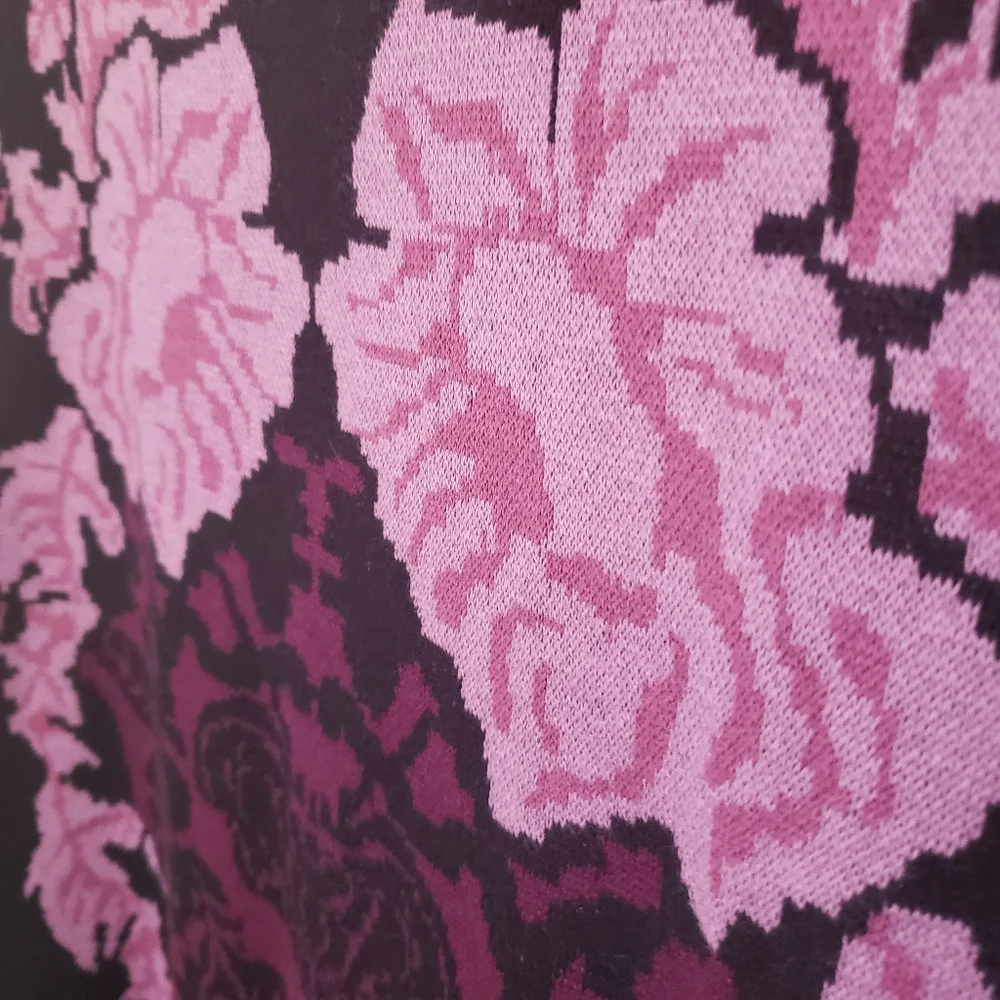 Ann Taylor Floral purple and fuschia knit sheath dress medium - Picture 3 of 6